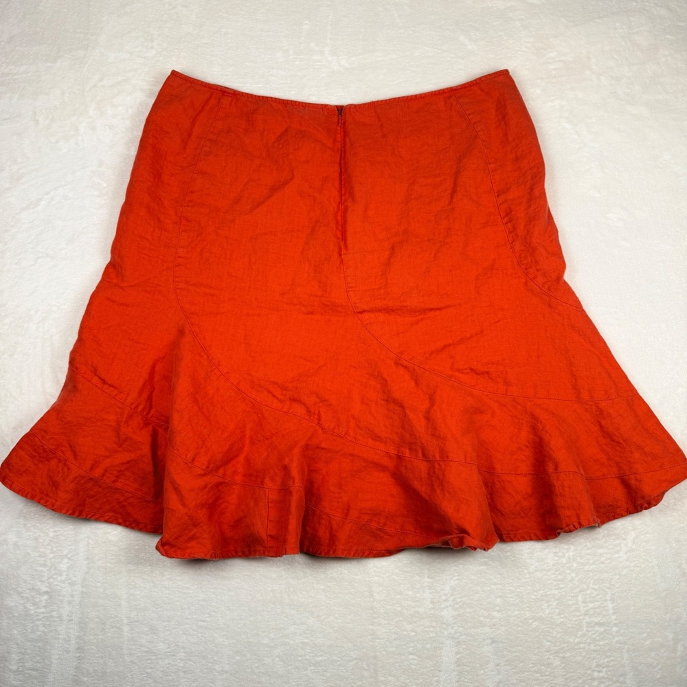 VTG Y2K Old Navy Skirt Women 16 Coral 100% Linen Cottagecore Lagenlook Flutter‎ - Picture 5 of 7